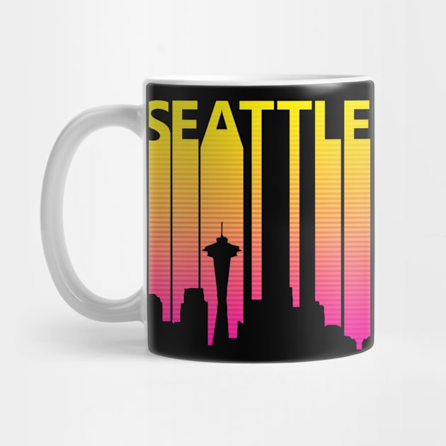 Retro 1980s Seattle Skyline Silhouette by GWENT